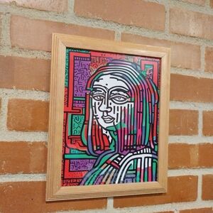 80s Colorful Abstract Mona Lisa Art Print By Neon Nicho